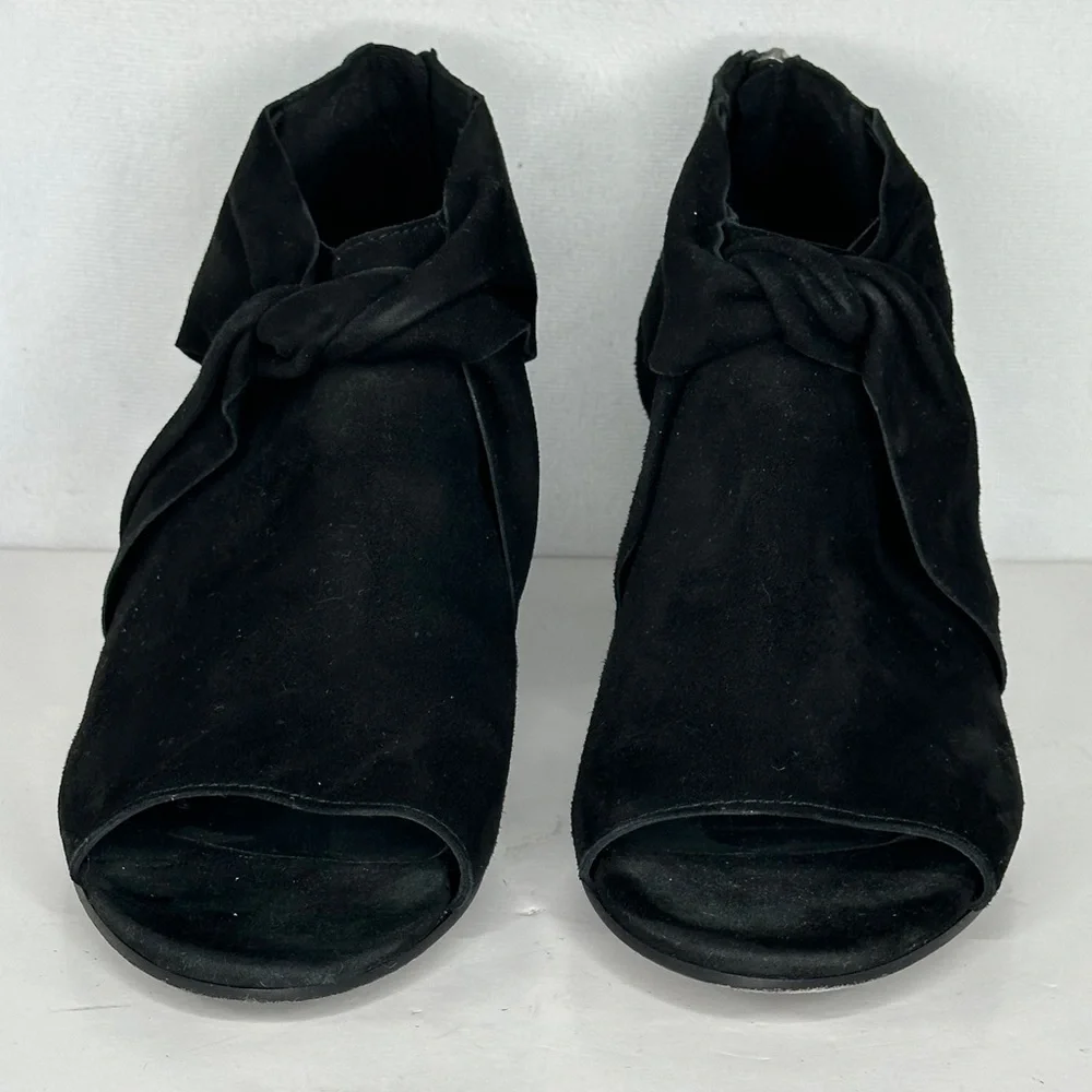 Eileen Fisher Anise Suede Booties Twist‎ Knot Open Toe Pumps Dark Romantic Sz 8